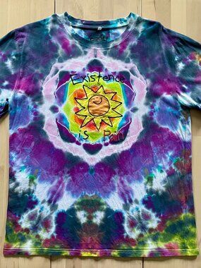 Cool Shirtz Cold Ones Existence is Pain Mandala Tie Dyed T-Shirt size Medium